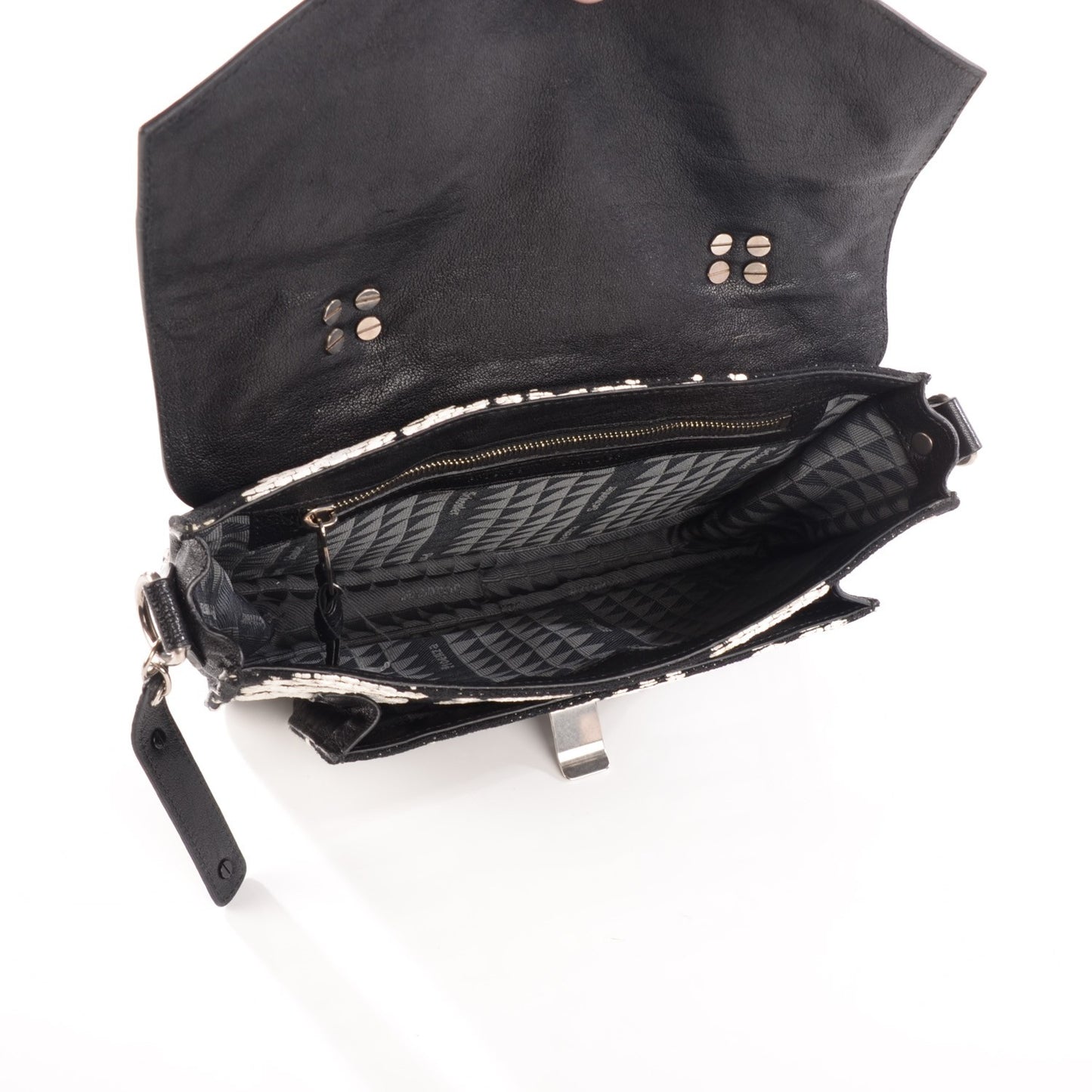Jacquard Woodblock PS1 Tiny Satchel Black White