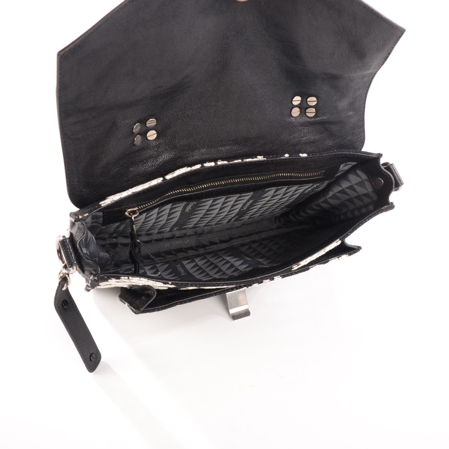 Proenza Schouler Jacquard Woodblock PS1 Tiny Satchel Black White 5 of 12