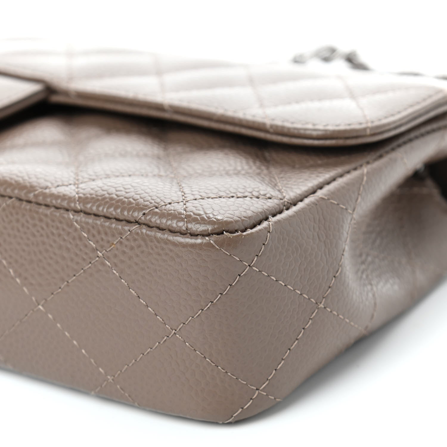 Chanel Caviar East West Flap Bag Taupe 9 of 12