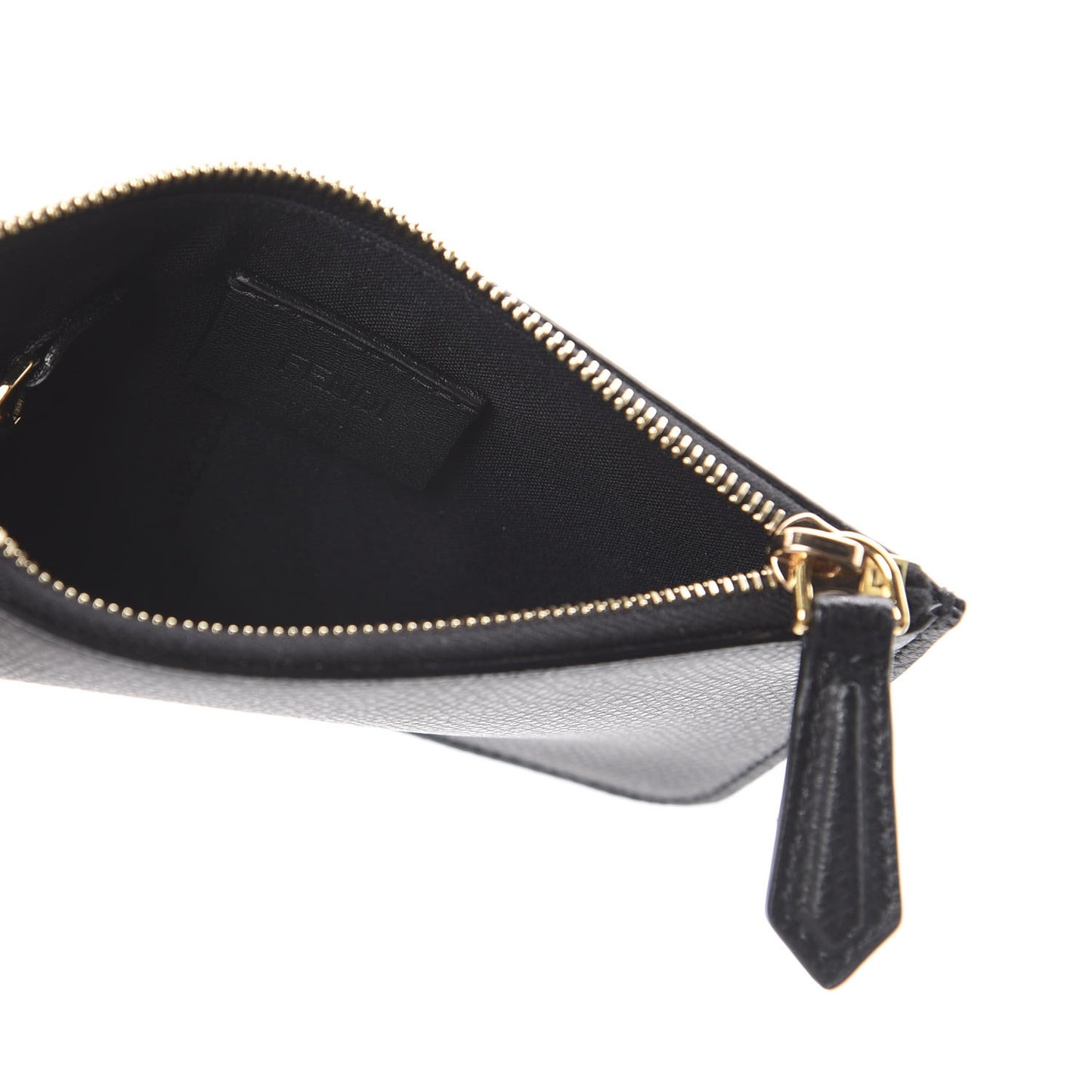 Grained Calfskin Coin Pouch Key Case Black