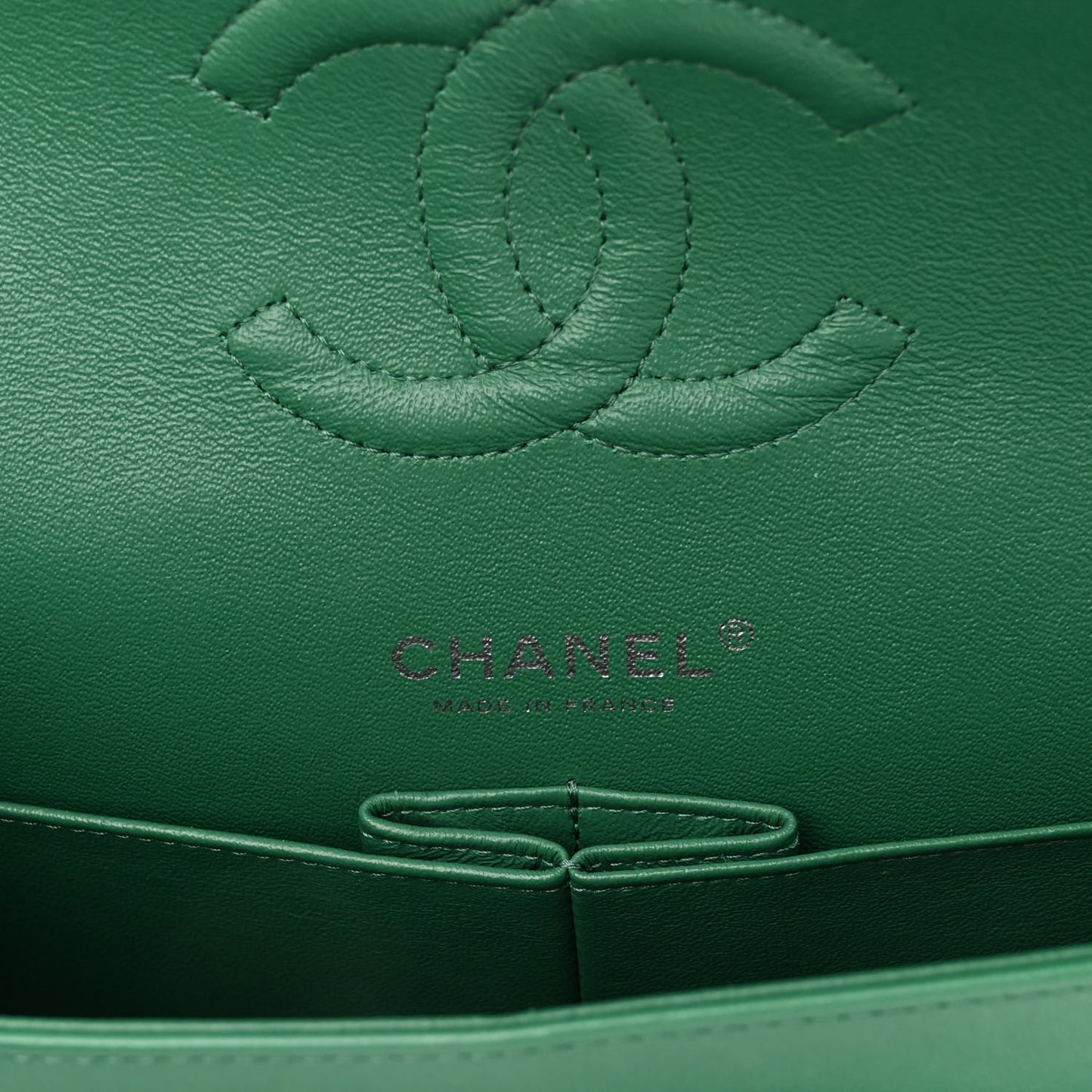 Lambskin Quilted Medium Double Flap Green