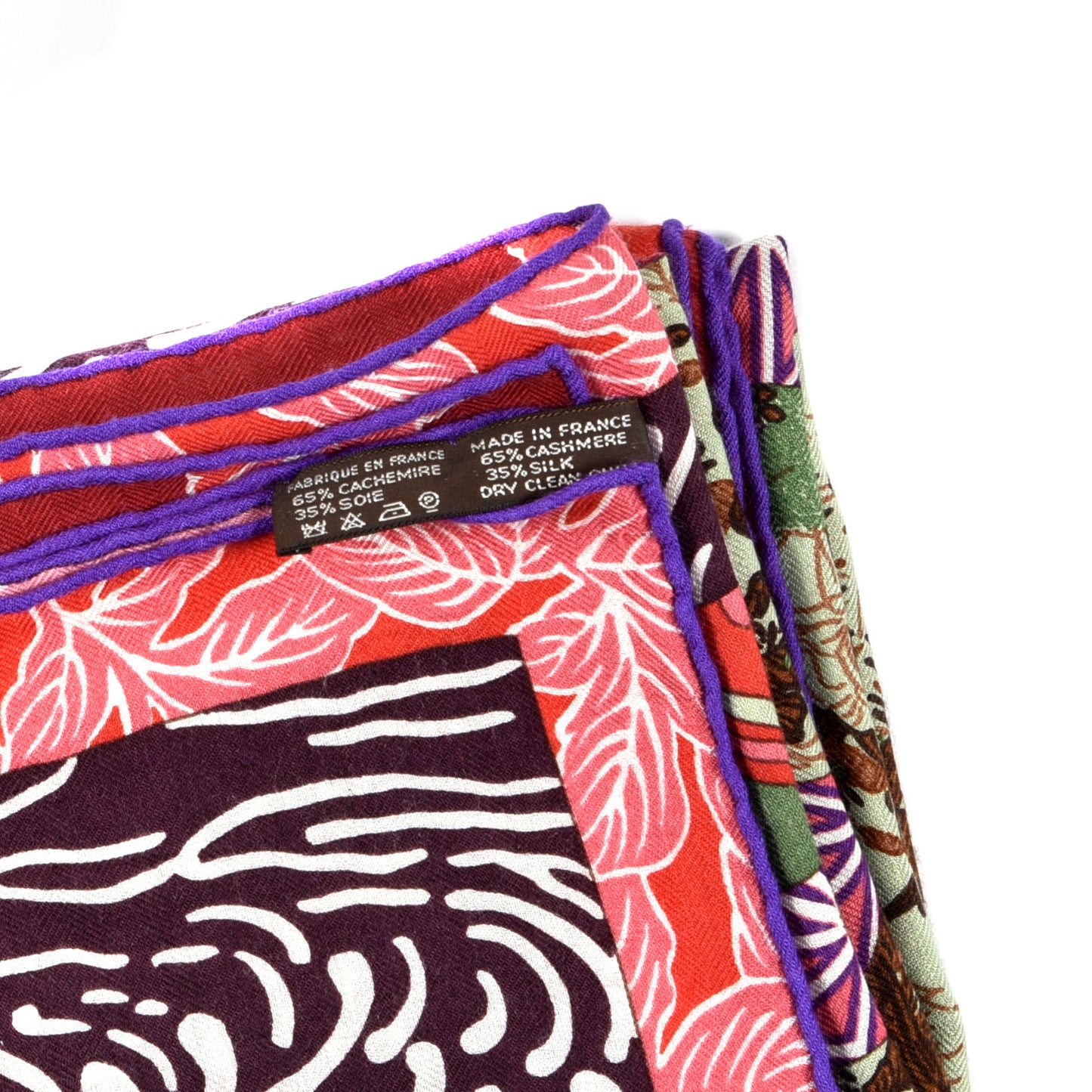 Cashmere Silk Ex Libris En Monogram Kimonos Scarf 140 Prune Rose Violet