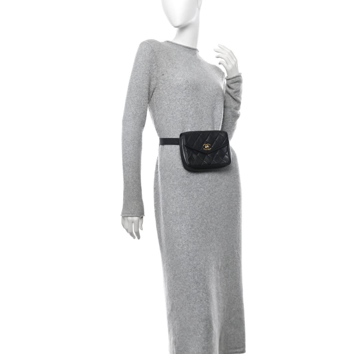 Chanel Lambskin Quilted Flap Waist Belt Bag 85 34 Black 2 of 11