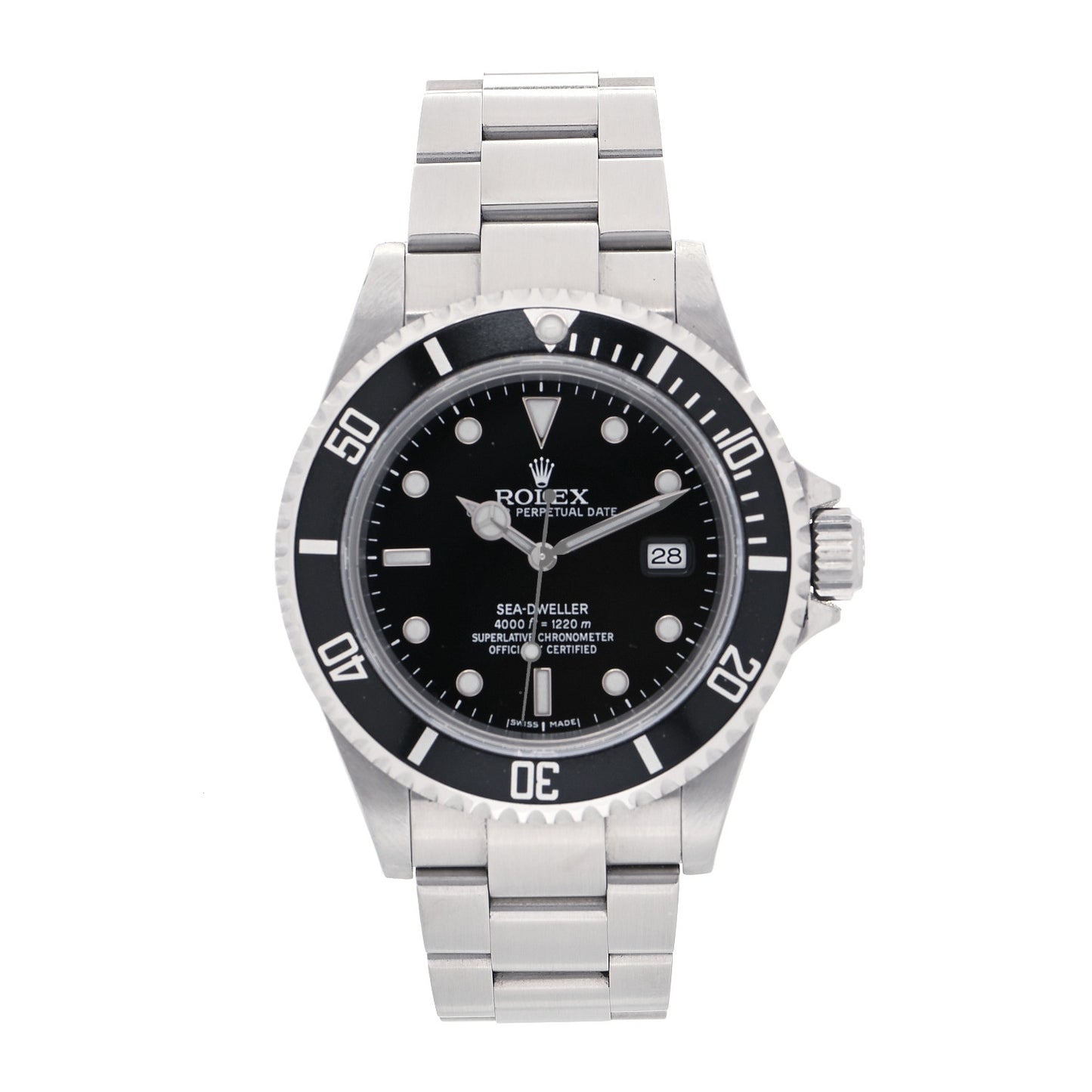 Stainless Steel 40mm Sea-Dweller Oyster Perpetual Watch Black 16600