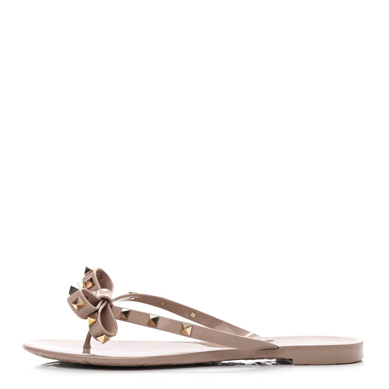 Valentino Garavani PVC Jelly Rockstud Bow Thong Sandals 40 Poudre 1 of 8
