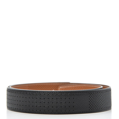 Hermes Epsom Perforated 32mm Belt Strap 80 Black Gold 2 of 4