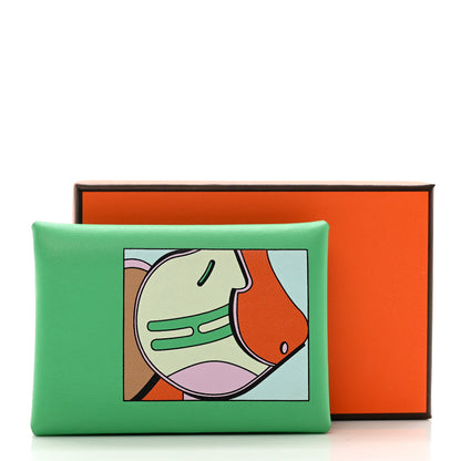 Hermes Swift Compact Saddle Print Calvi Duo Card Case Vert Comics 7 of 7