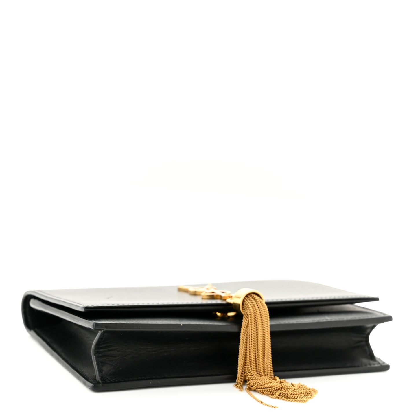 Smooth Calfskin Classic Monogram Kate Tassel Chain Wallet Black