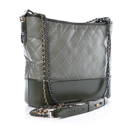 Chanel Aged Calfskin Quilted Large Gabrielle Hobo Green 3 of 7