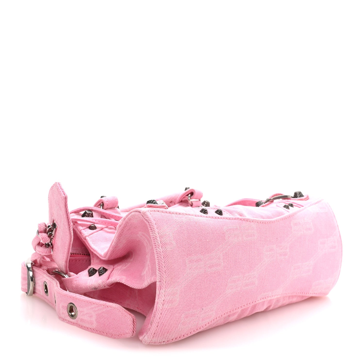 Balenciaga Denim BB Monogram Neo Cagole Handbag XS Pink 5 of 11