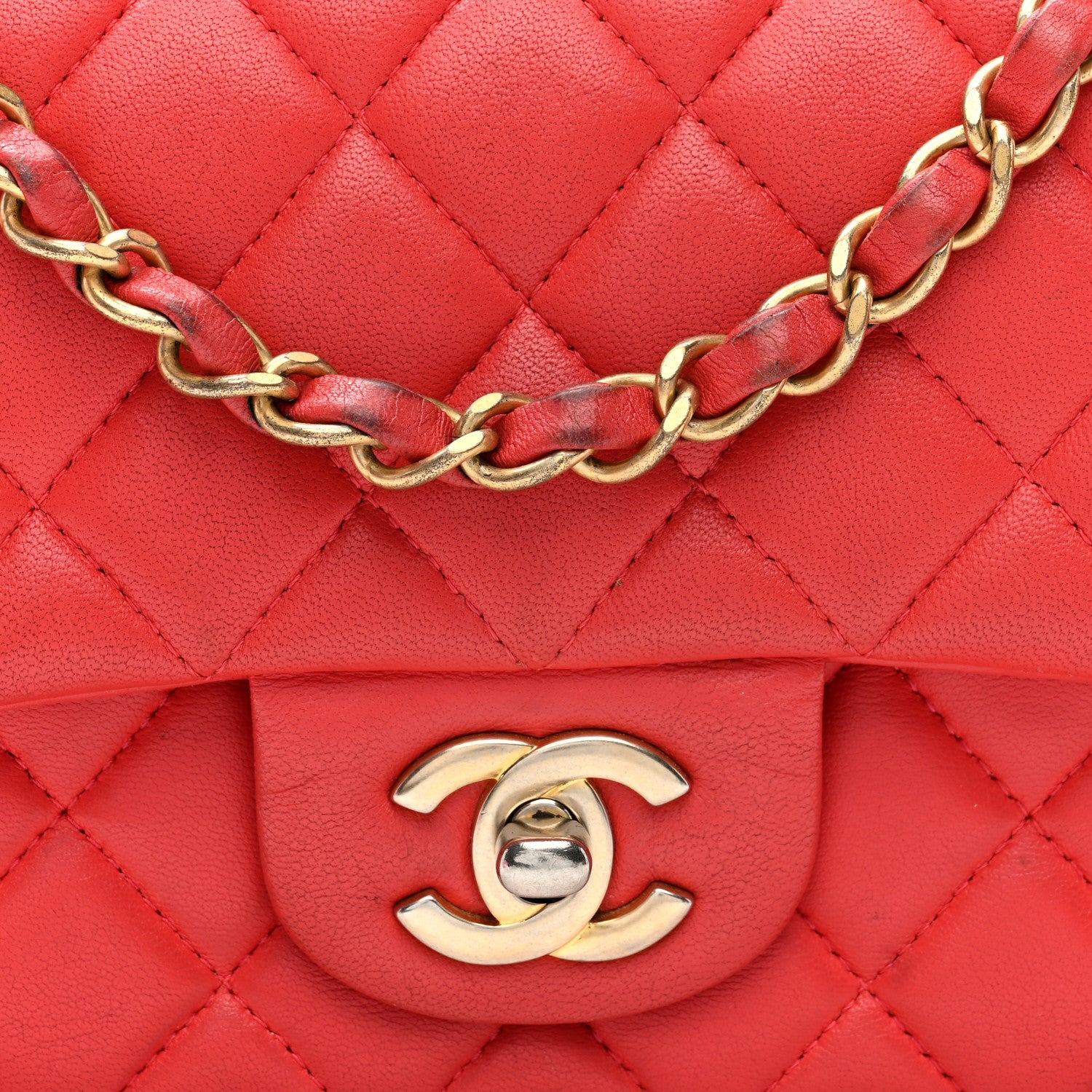 Chanel Lambskin Quilted Mini Rectangular Flap Red 8 of 11