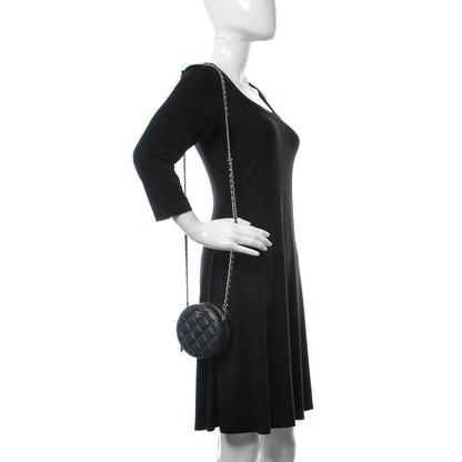 Chanel Iridescent Caviar Quilted Round Clutch With Chain Black 2 of 8