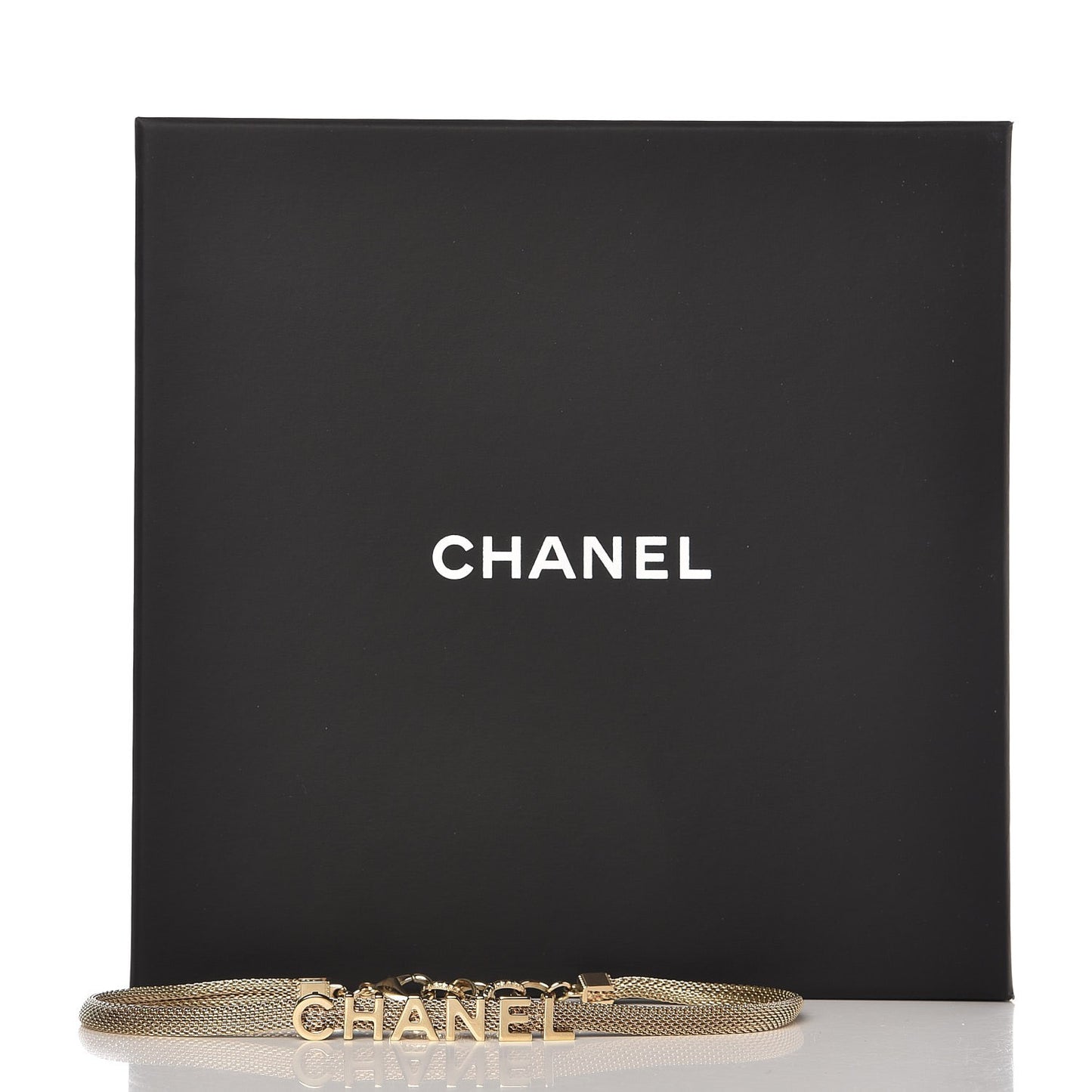 Mesh Logo Choker Necklace Gold