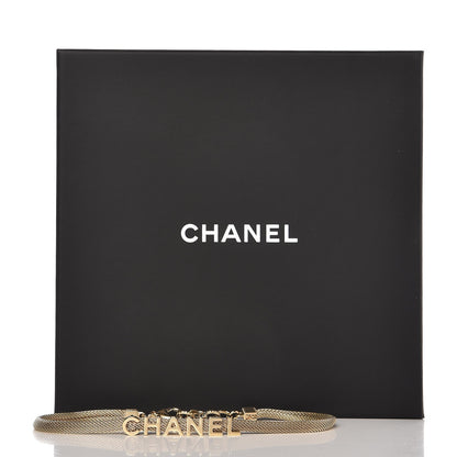 Chanel Mesh Logo Choker Necklace Gold 4 of 4