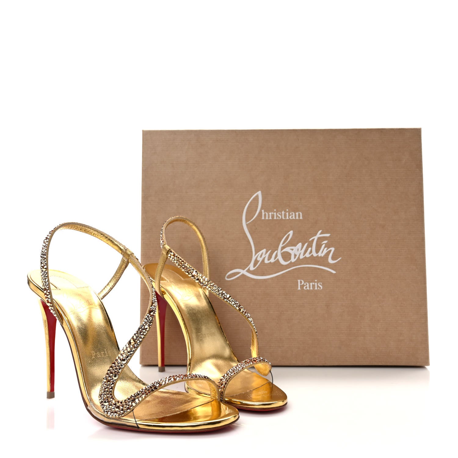 Christian Louboutin Crystal Strass Rosalie 100 Sandals 37 Cry Aurum Gold 8 of 8