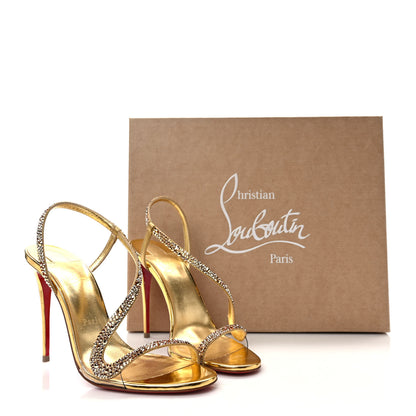 Christian Louboutin Crystal Strass Rosalie 100 Sandals 37 Cry Aurum Gold 8 of 8