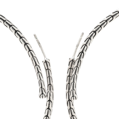 John Hardy Sterling Silver Extra Large Carved Chain Hoop Earrings 3 of 4
