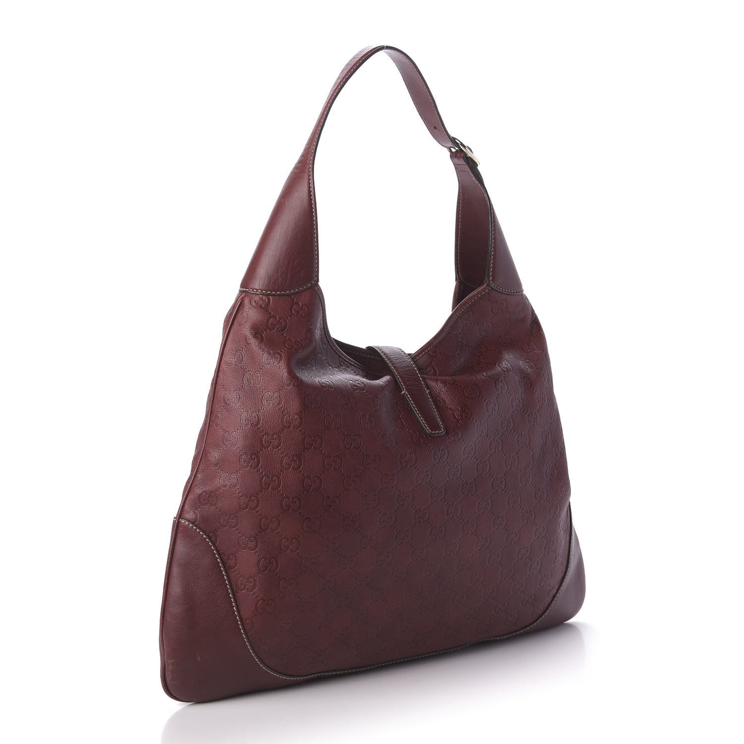 Guccissima Large Jackie O Bouvier Hobo Dark Red