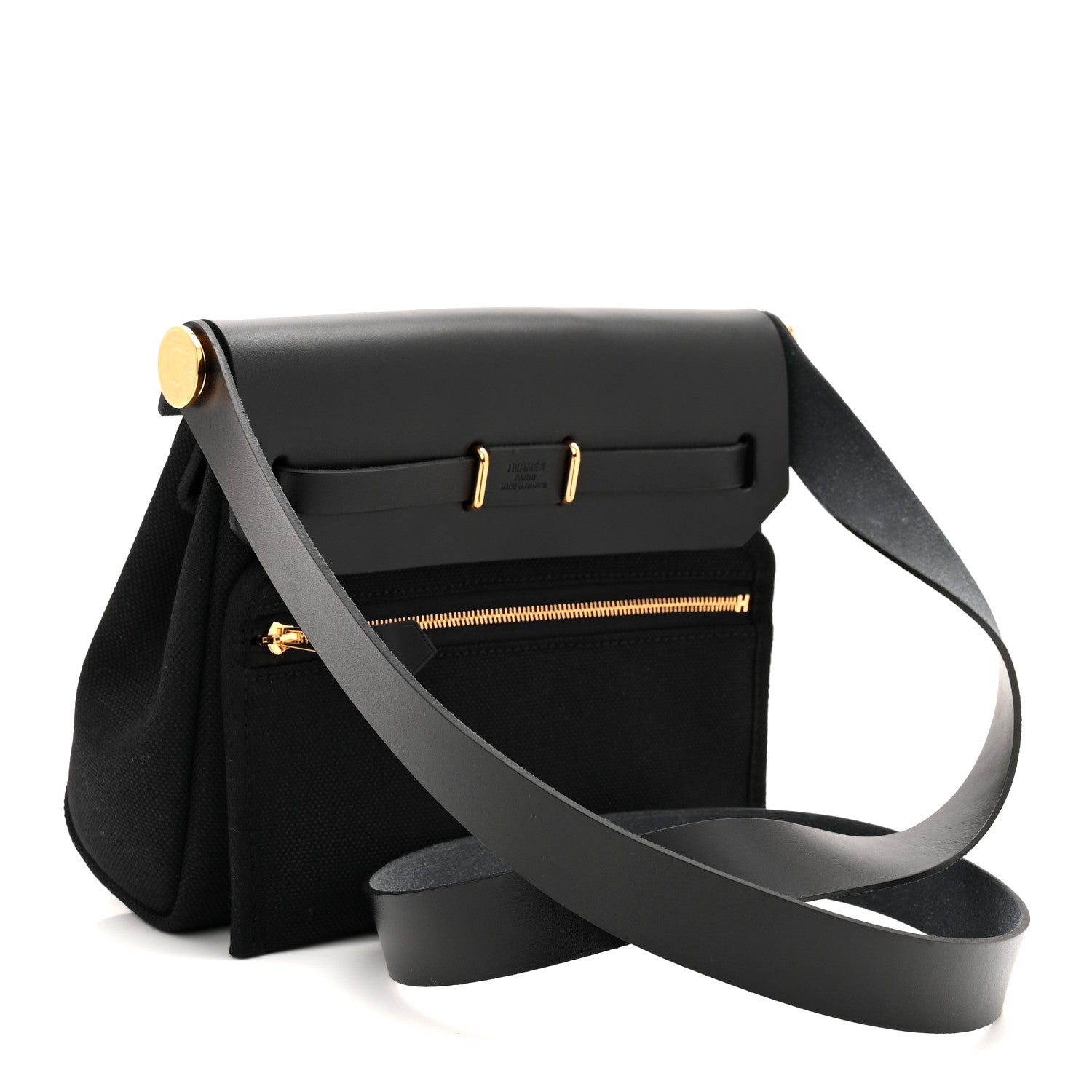 Hermes Military Toile Vache Hunter Herbag Zip Retourne 20 Black 3 of 11
