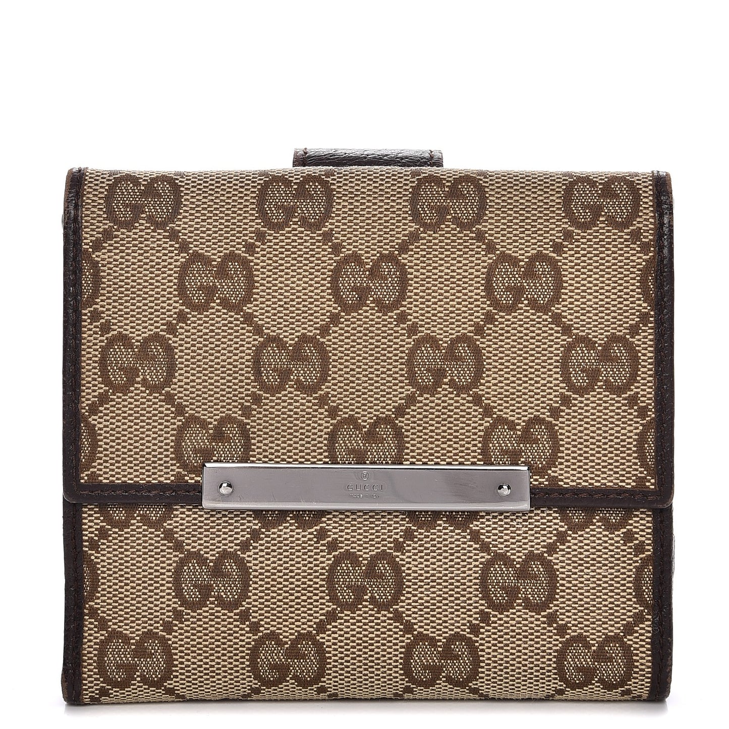 Monogram Metal Bar French Flap Wallet Beige Ebony Cocoa