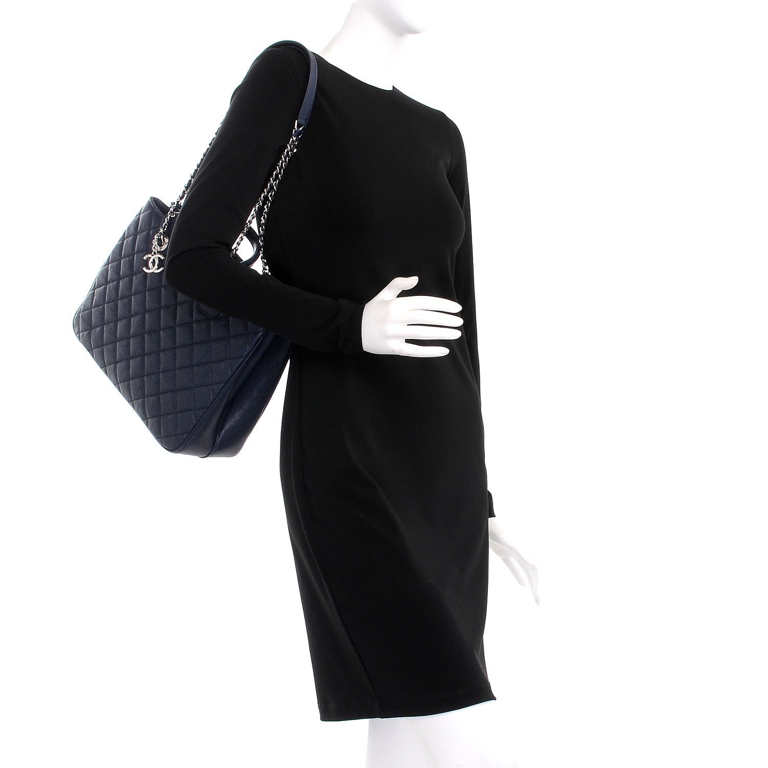 Chanel Caviar Quilted Urban Companion Top Handle Shopping Tote Blue 2 of 9