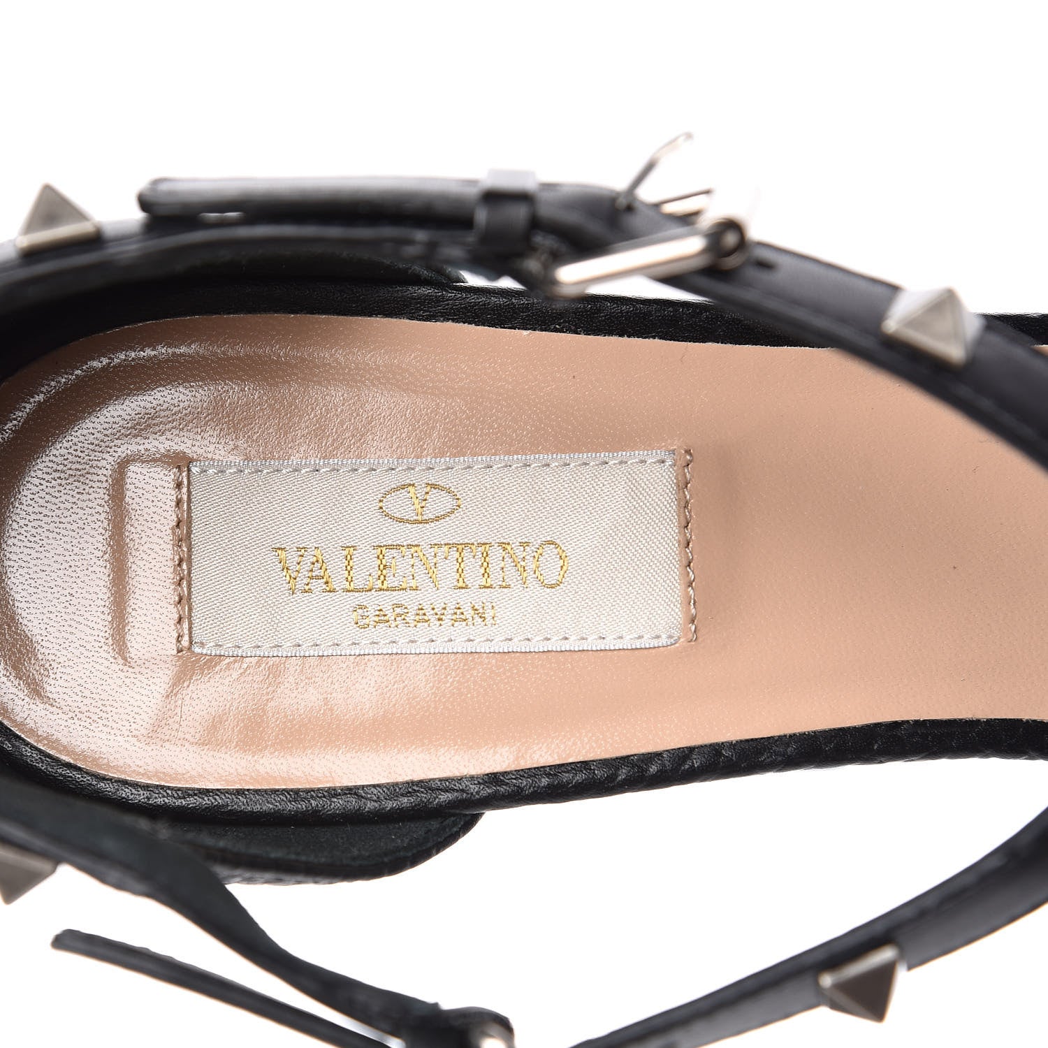 Valentino Garavani Pebbled Calfskin Rockstud Rolling Sandals 39.5 Black 10 of 10