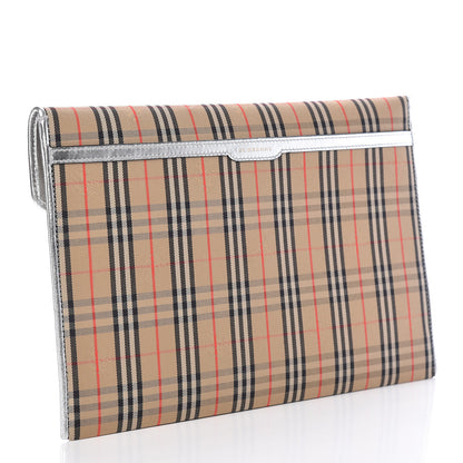 Burberry Canvas Smooth Calfskin 1983 Knight Check Envelope Clutch Silver 3 of 7