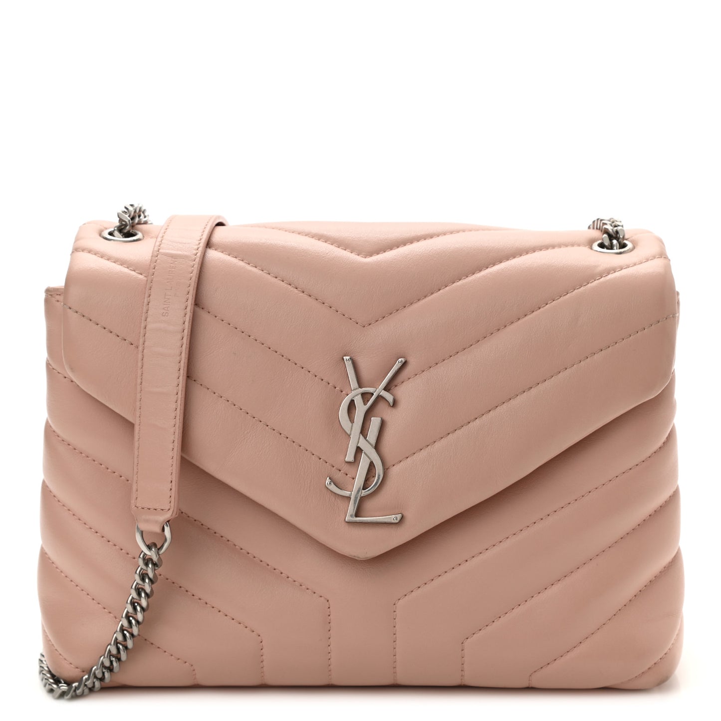 Calfskin Y Quilted Monogram Small Loulou Chain Satchel Pale Blush