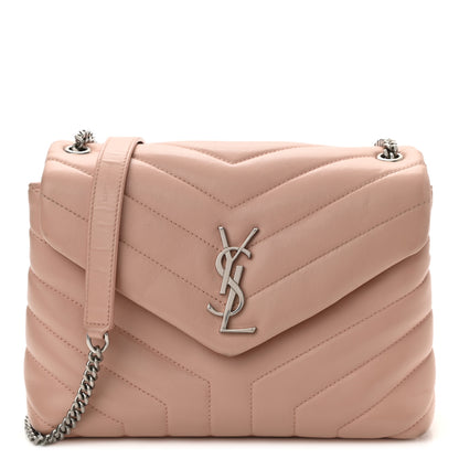 Saint Laurent Calfskin Y Quilted Monogram Small Loulou Chain Satchel Pale Blush 1 of 10