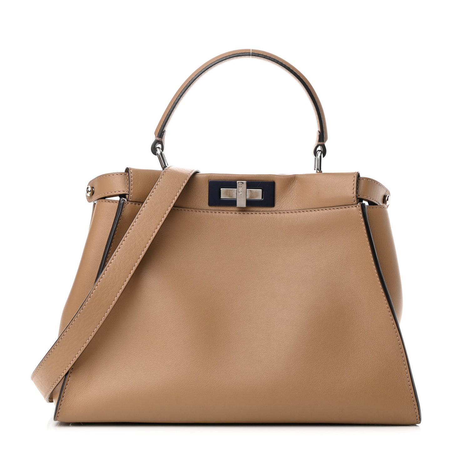 Vitello Seta Shiny Nappa Medium Peekaboo Iconic Satchel Cuoio Ardesia