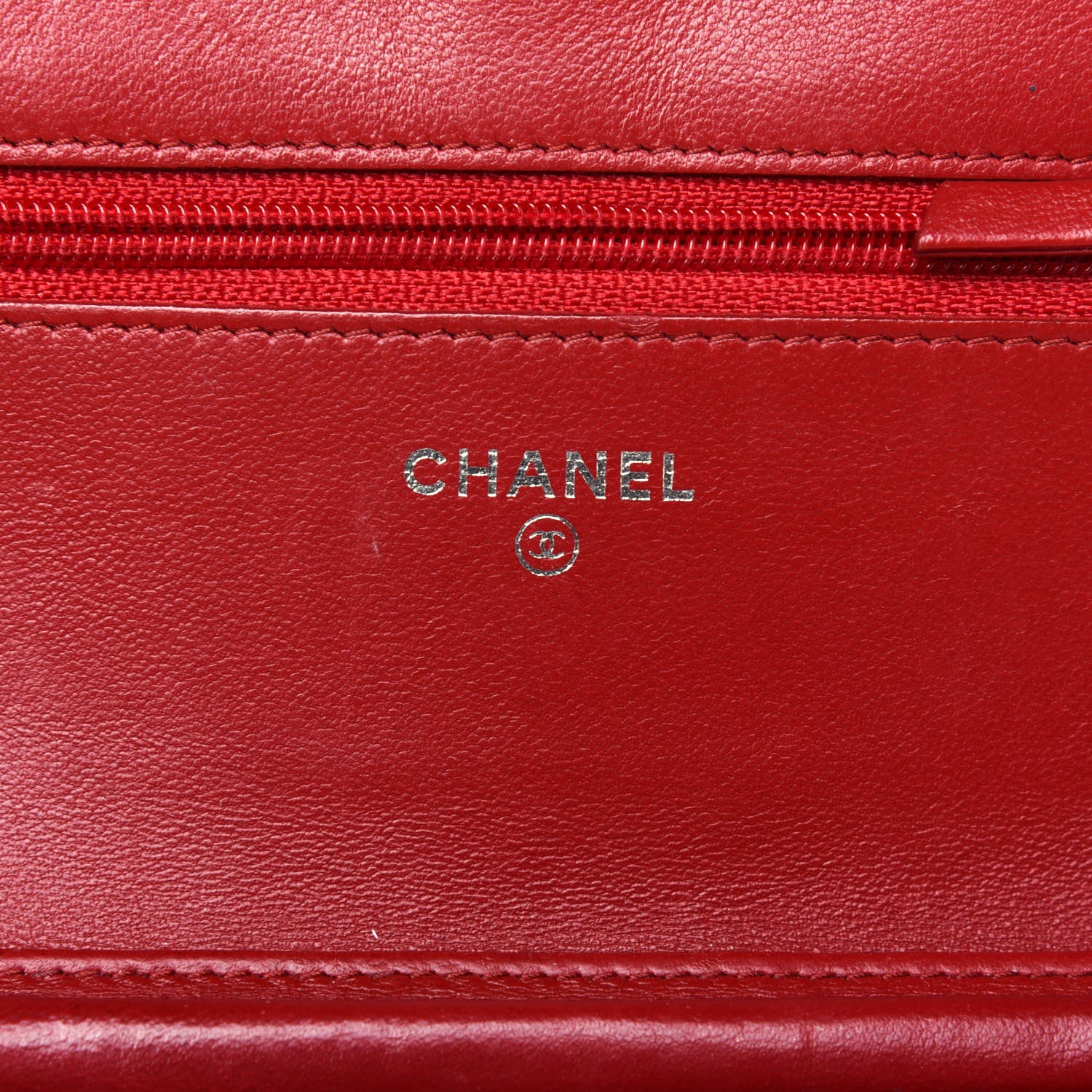 Chanel Lambskin Camellia Embossed Wallet On Chain WOC Red 6 of 21