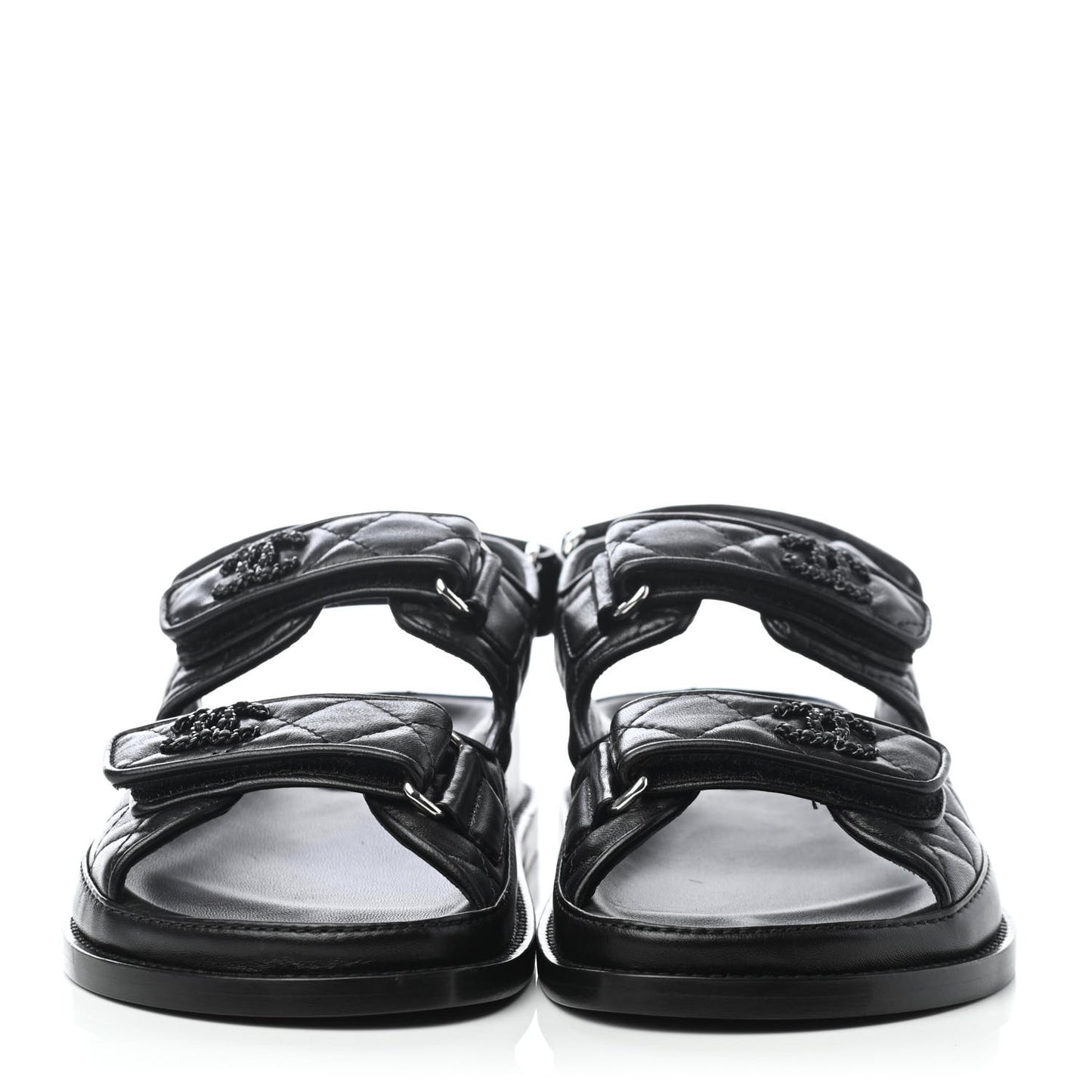 Lambskin Velcro Dad Sandals 35.5 Black
