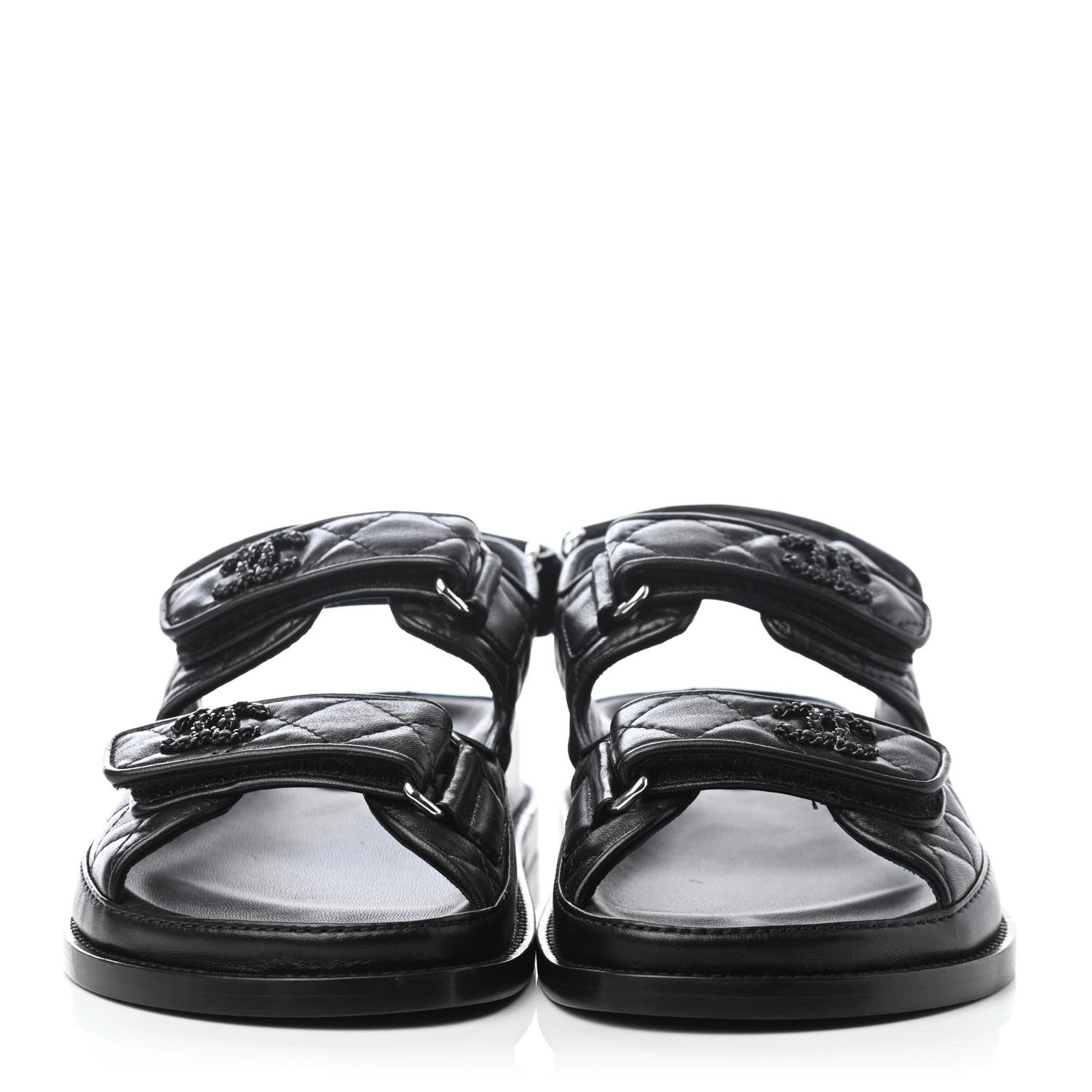 Chanel Lambskin Velcro Dad Sandals 35.5 Black 2 of 4