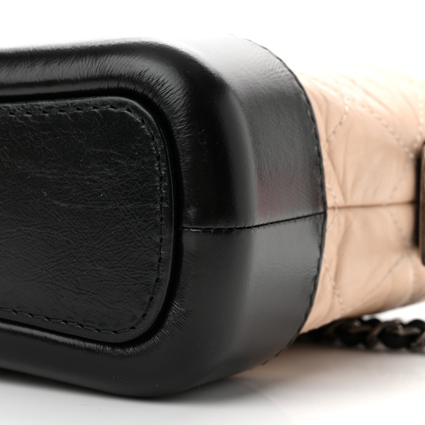 Aged Calfskin Quilted Small Gabrielle Hobo Beige Black