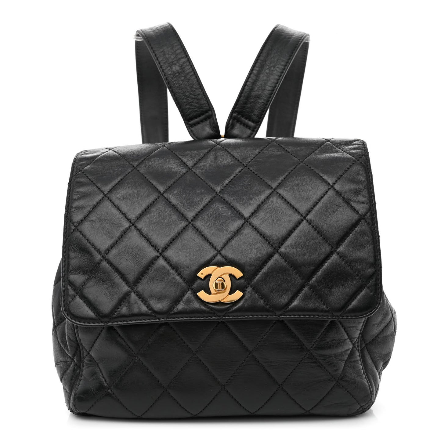 Lambskin Quilted Backpack Black