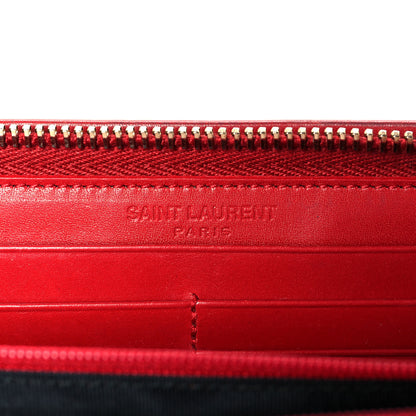 Saint Laurent Calfskin Classic Zip Around Continental Wallet Rouge Orient 5 of 9