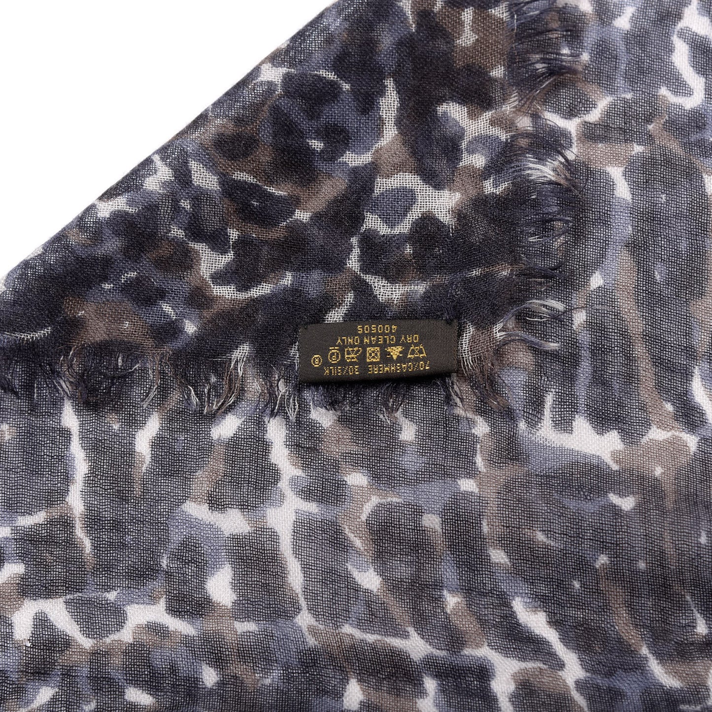 Cashmere Silk Leopard Scarf Grey
