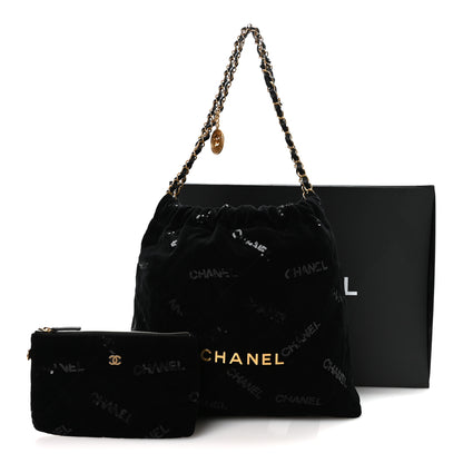 Chanel Velvet Sequin Quilted Chanel 22 Black 12 of 12