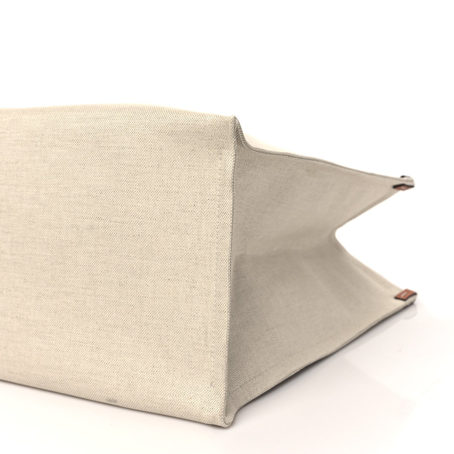 Canvas Calfskin Logo Maxi Tote Bag Beige Light Brown