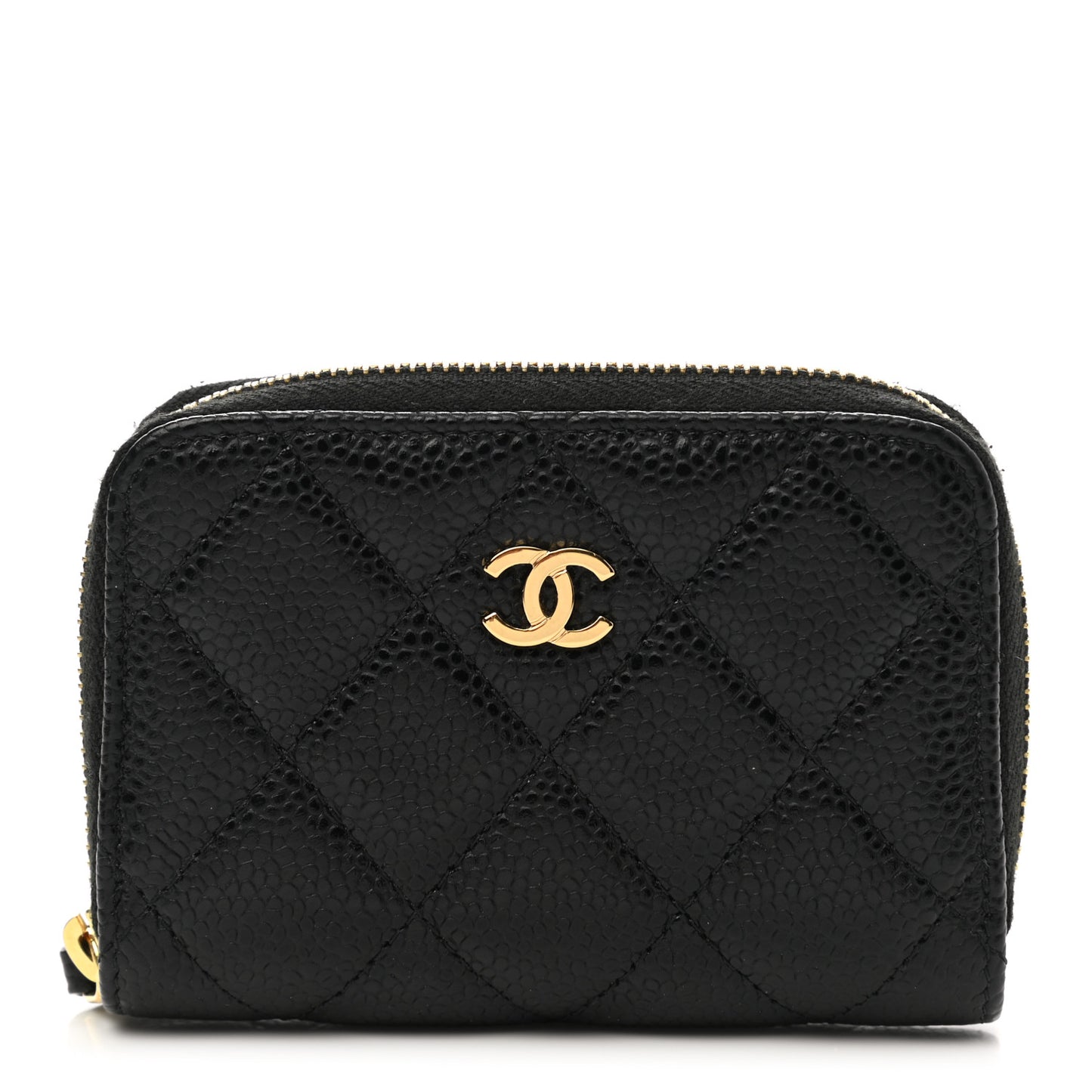 Caviar Quilted Classic Zipped Coin Purse Black