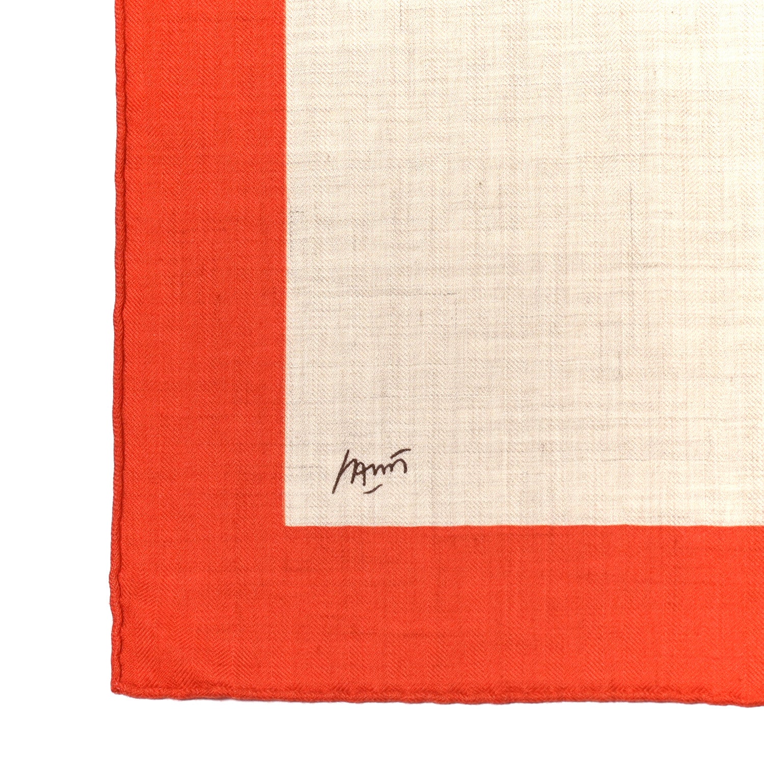 Hermes Cashmere Silk Chevaux Au Pre Shawl 140 Naturel Orange Potiron 5 of 5