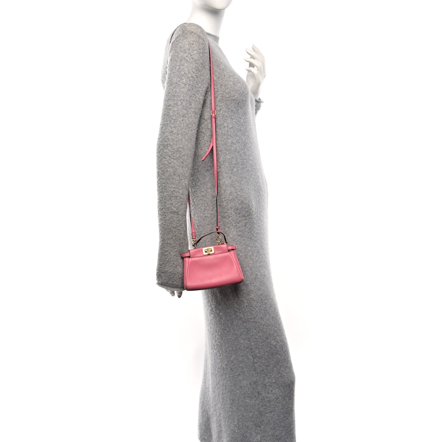 Fendi Shiny Nappa Micro Peekaboo Iconic Satchel  Rosa Fluo 2 of 11