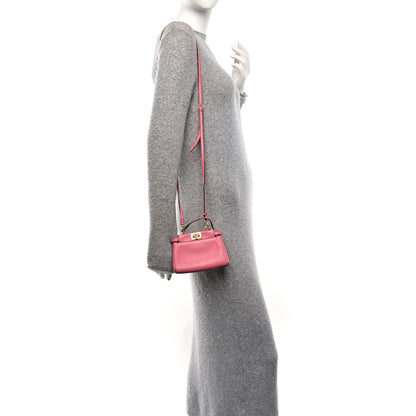 Fendi Shiny Nappa Micro Peekaboo Iconic Satchel  Rosa Fluo 2 of 11