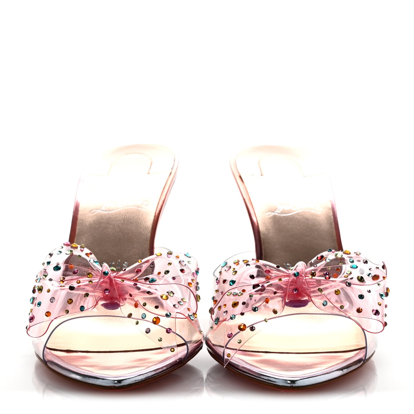 PVC Crystal Aqua Strass 80 Mules 41 Silver Multicolor