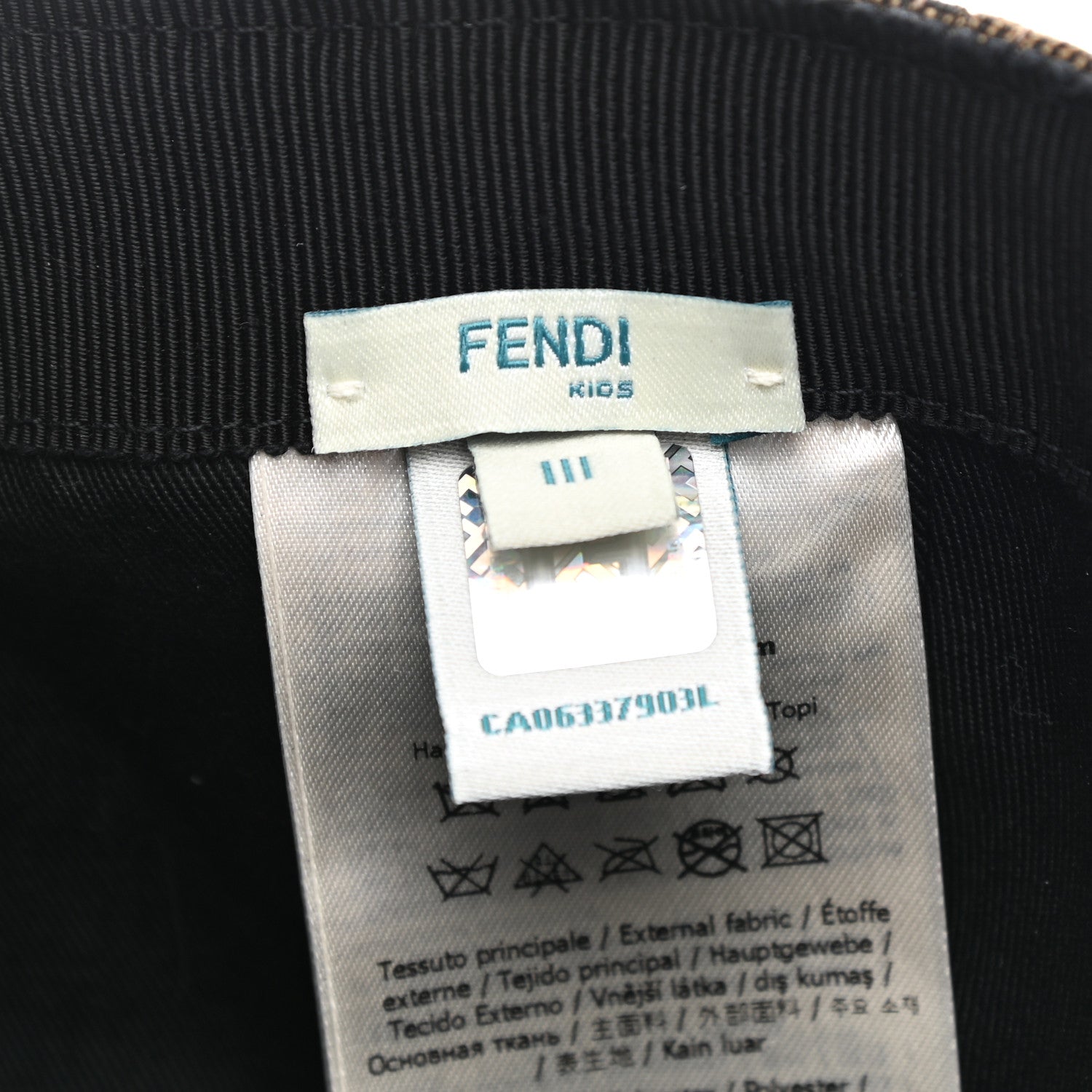 Fendi Canvas Zucca FF Kids Striped Baseball Hat Tobacco Multicolor 8 of 8