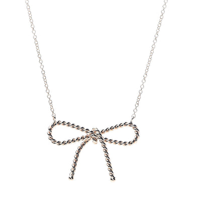 Tiffany 18K Rose Gold Twist Bow Pendant Necklace 4 of 7