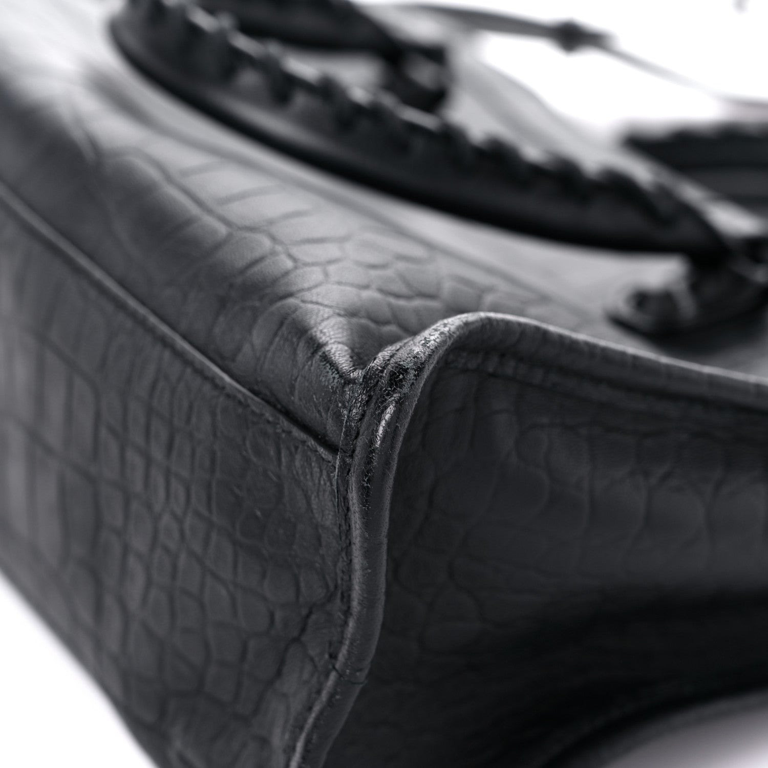 Balenciaga Matte Supple Lambskin Crocodile Embossed Classic Black Hardware S City Black 11 of 14