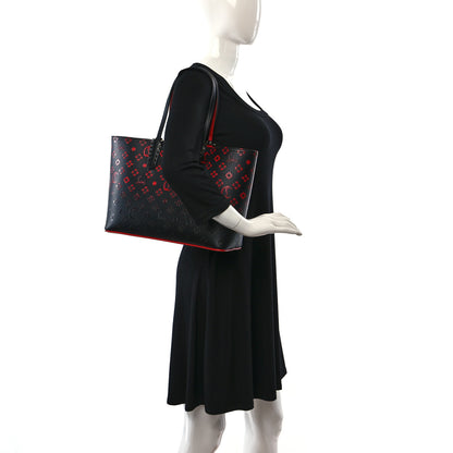 Christian Louboutin Perforated Calfskin Degrade Loubinthesky East West Cabata Tote Black Red 2 of 11
