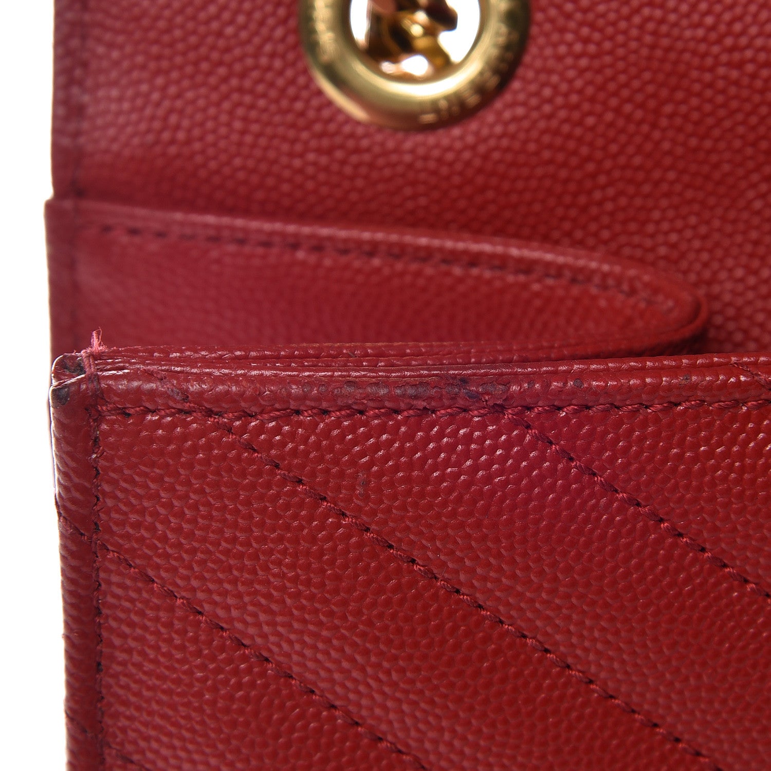Saint Laurent Grain De Poudre Matelasse Chevron Large Monogram Satchel Lipstick Red 22 of 24