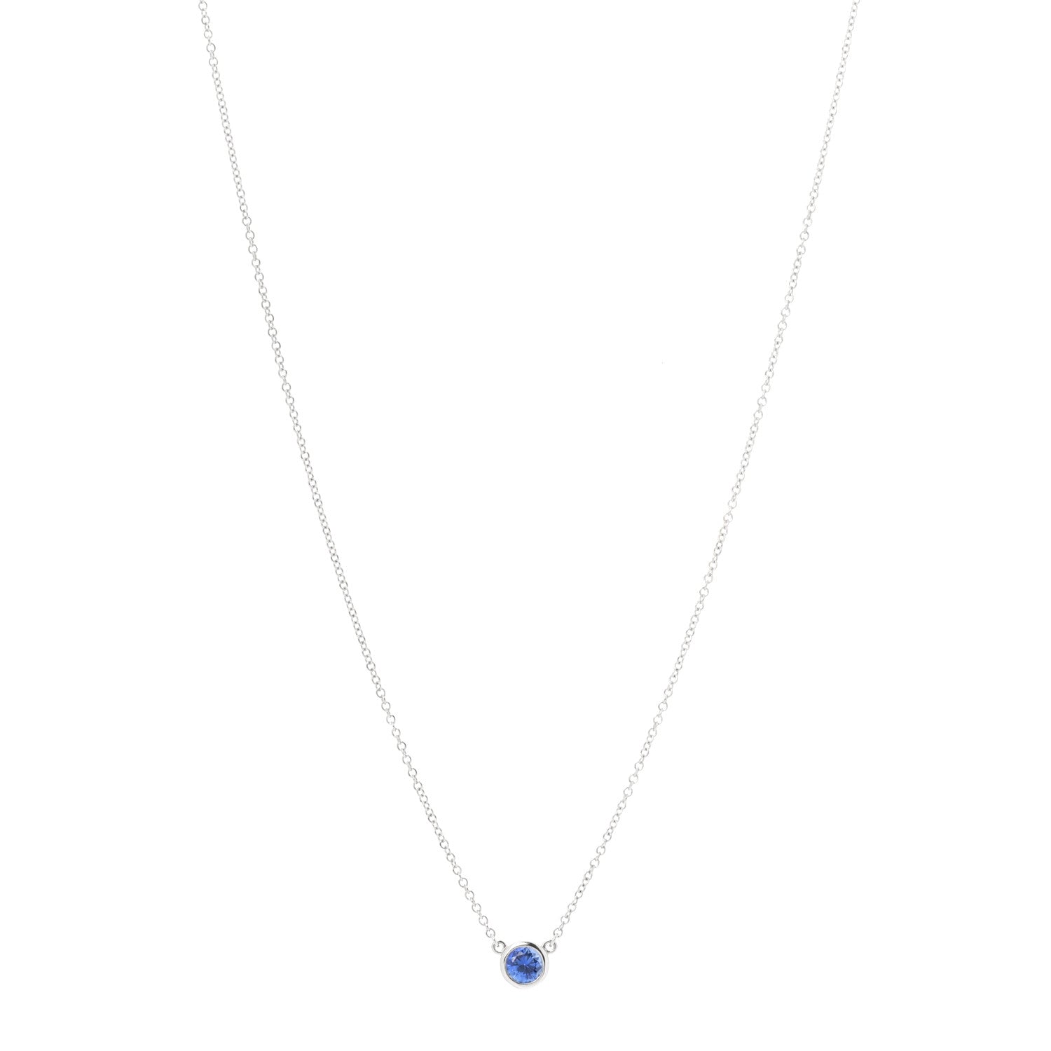Tiffany Platinum Blue Sapphire .40ct Color by the Yard Necklace 1 of 7